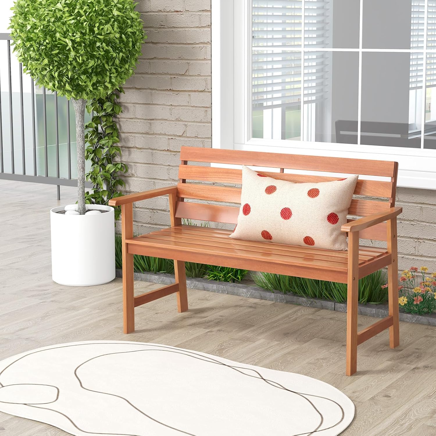 COSTWAY - Banc Jardin 2 Places En Bois Acacia - 126x63x91 Cm - 322kg Charge Max - Pour Terrasse, Jardin, Extérieur