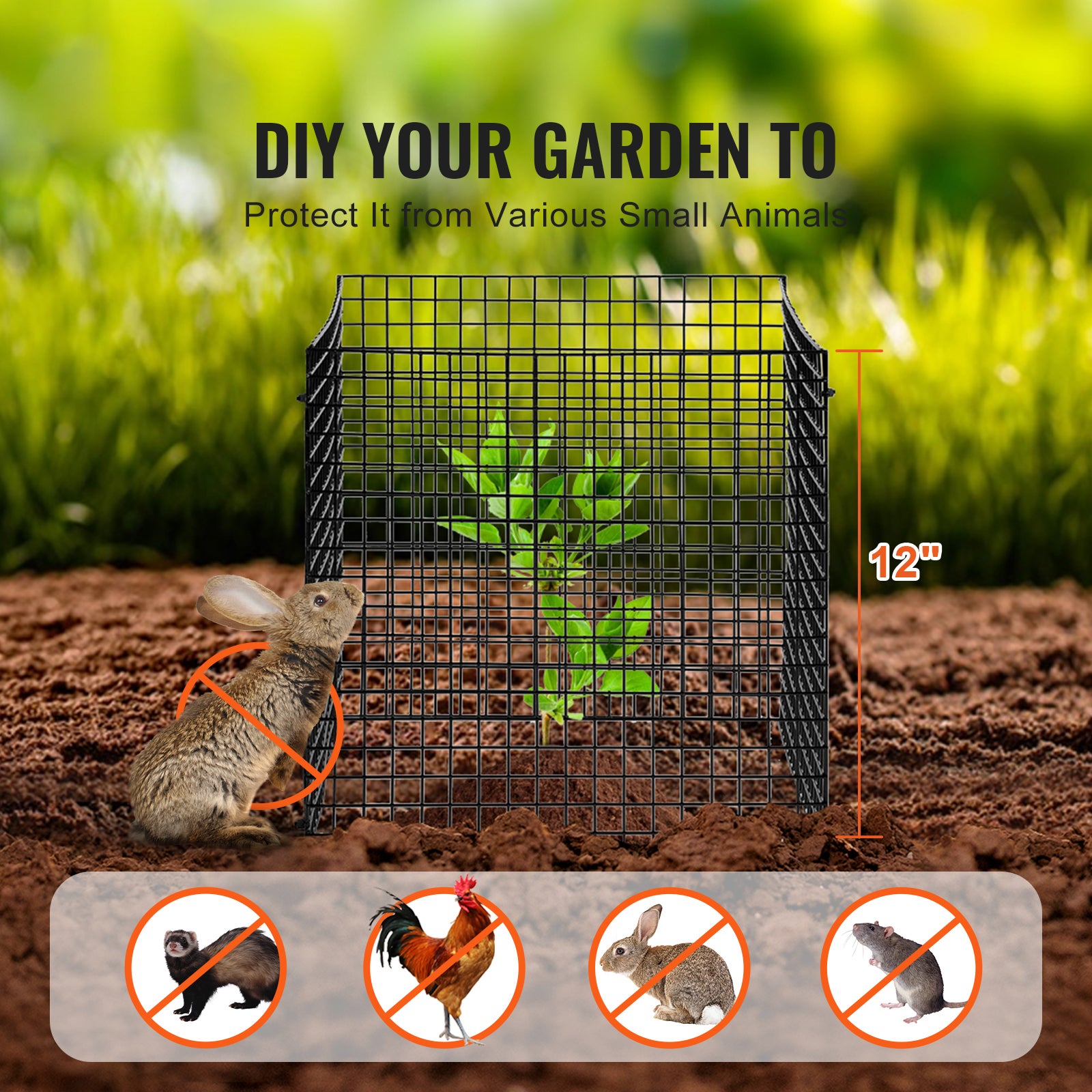 Lot 10 cages grillagées SucceBuy pour plantes 30,5 x 30,5 cm, clôtures extérieures pour plantes pour fleurs, légumes, garde les animaux à l'extérieur - 4
