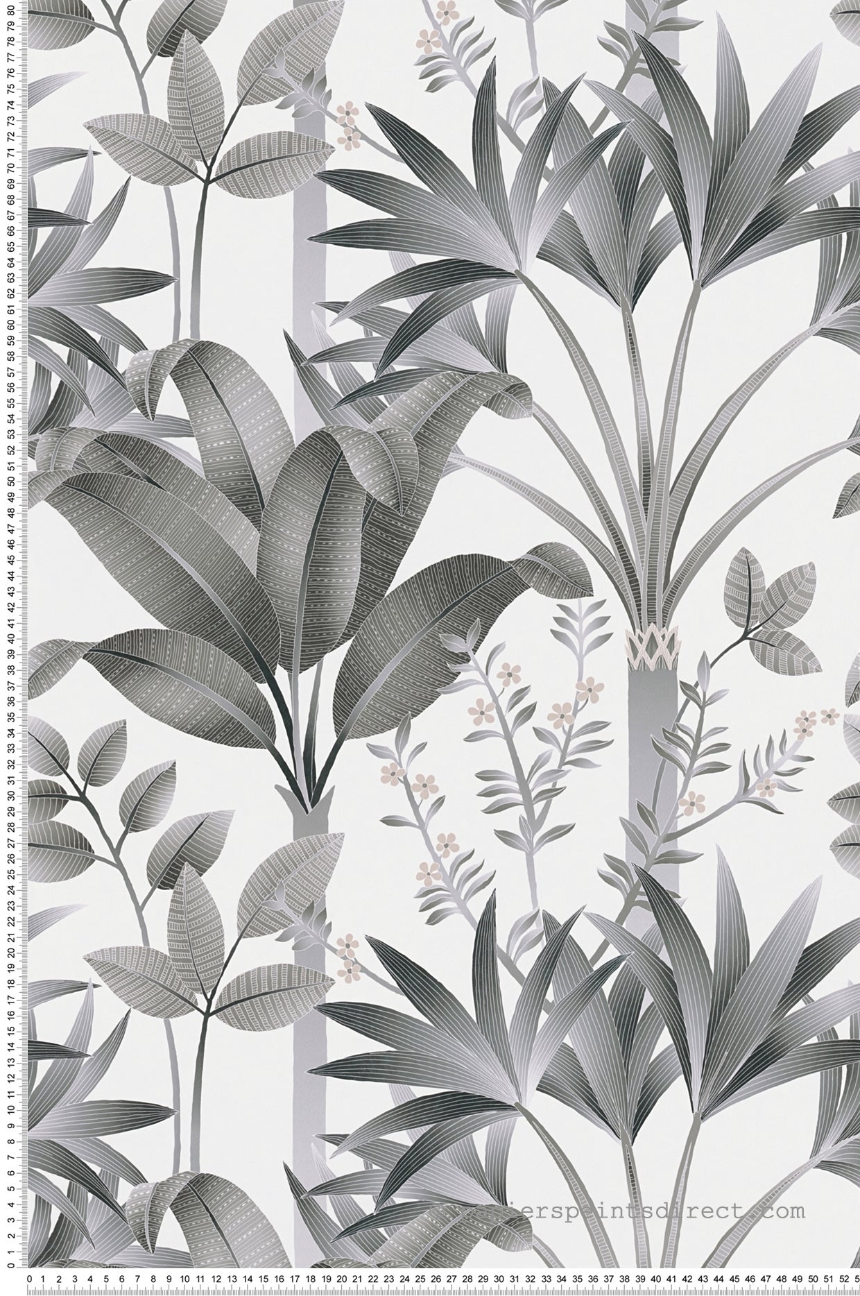 Tapeta kwiatowy wzór szarym,czarnym,białymIbeżowym - 53 cm x 10.05 m - LIVINGWALLS