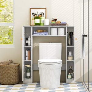 Zenna Home Armadietto Da Bagno Sopra WC - Legno Bianco, 4 Ripiani Regolabili, Salva Spazio - 2
