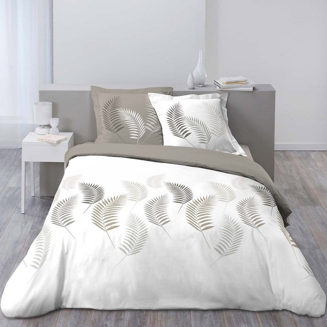 Housse de couette 240x220 Goyave + 2 taies coton flanelle