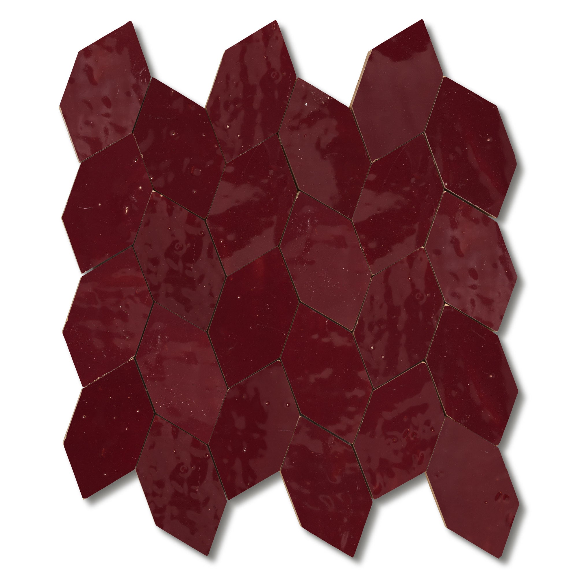 Carrelage Zellige Marocain Rouge Lie de vin Navette 4,9x10 cm (vendu ...