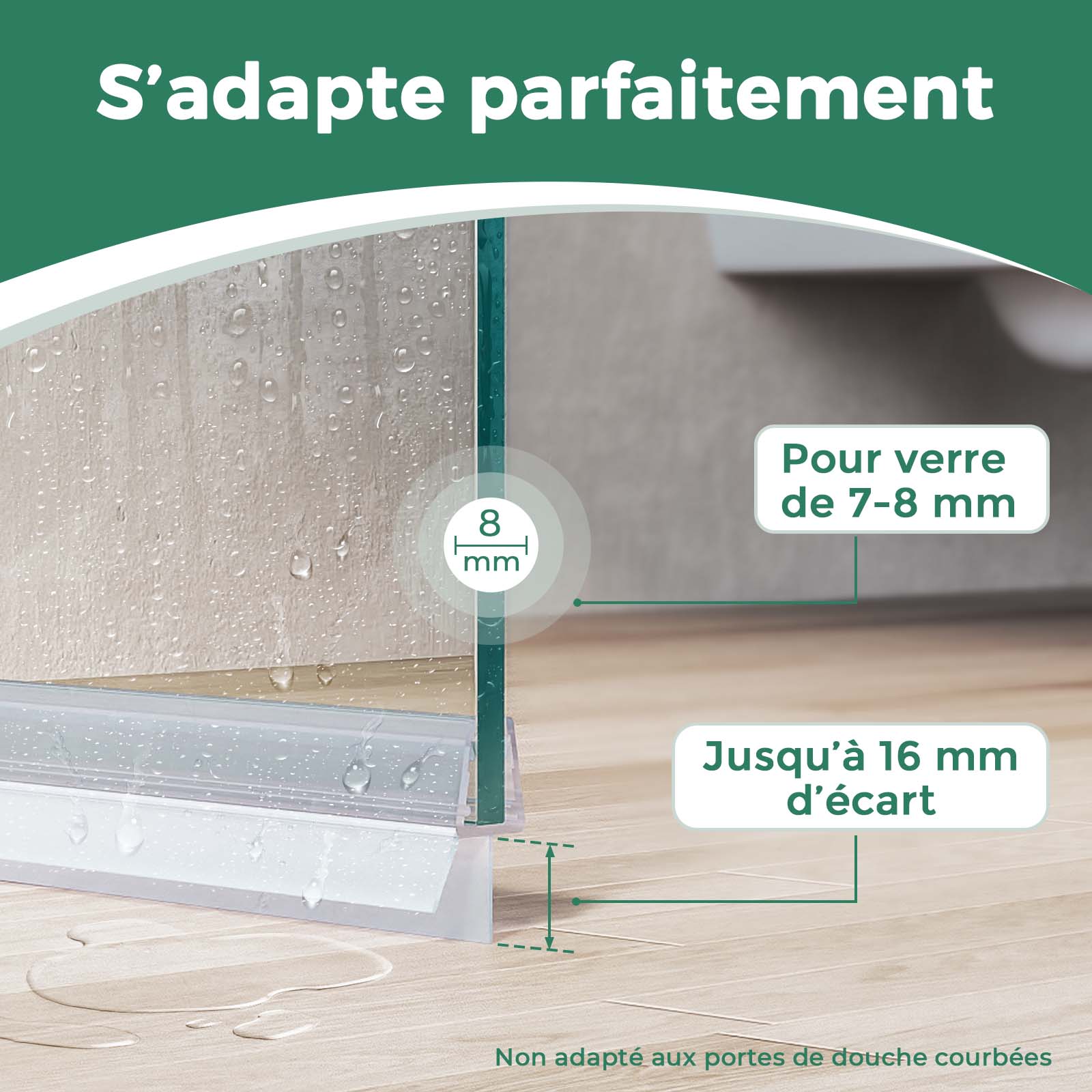Joint de Douche 60 cm – Joint Porte de Douche 7–8 mm – Joint Paroi de Douche Découpable – Montage Facile - 3