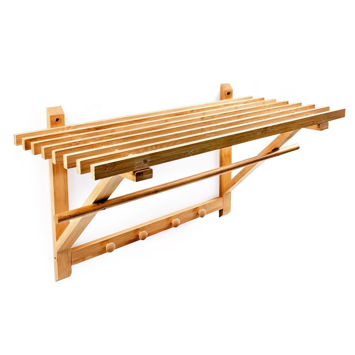 Toallero de baño de bambú con estante 60 cm 3213077