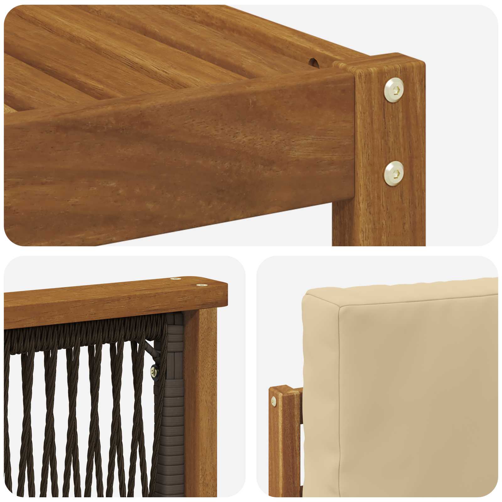 Ensemble de canapés d'extérieur, 9 pièces, en polyester, naturel et beige, pour la terrasse - 6