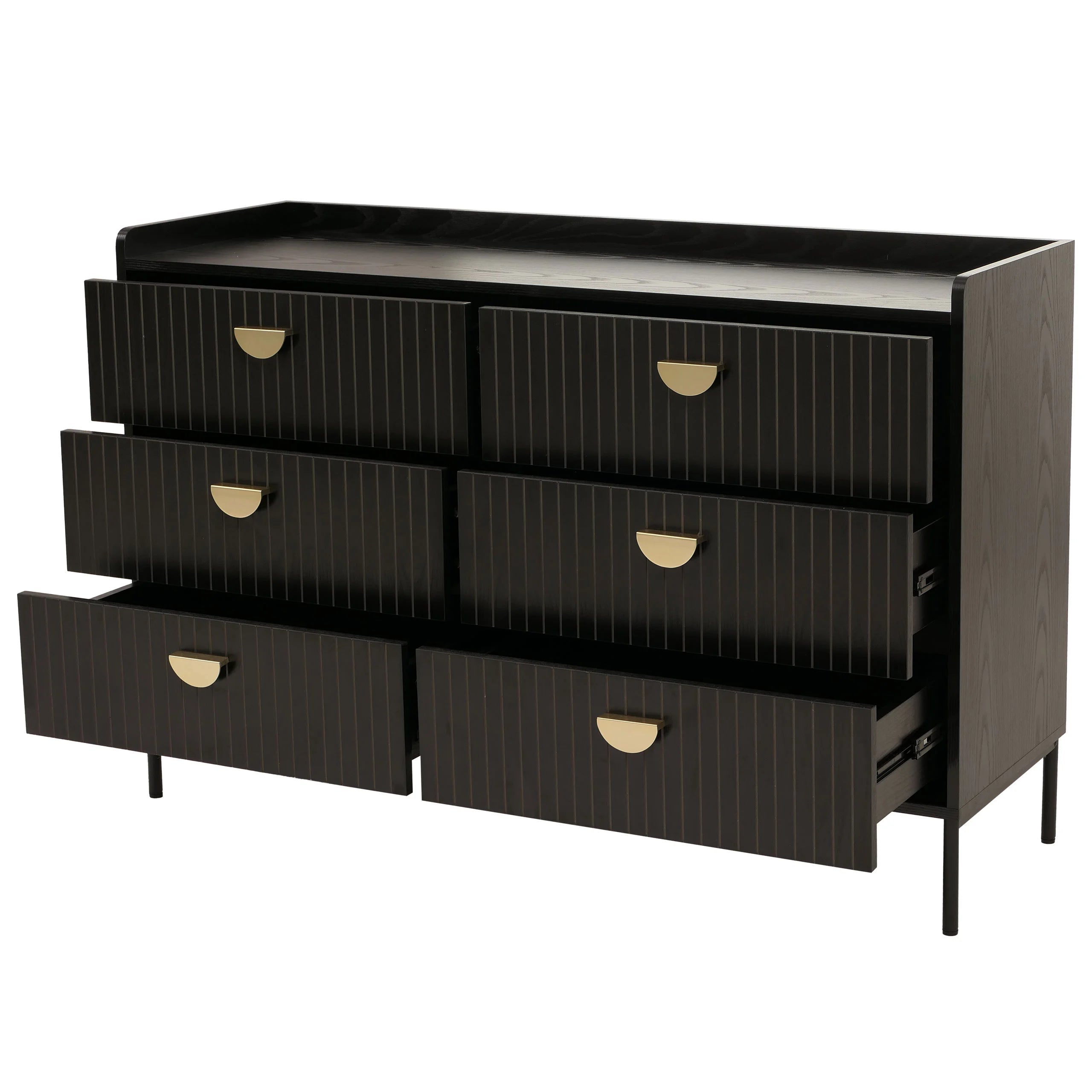 Commode avec 6 tiroirs style moderne à lamelles 80x120x44 cm en MDF ...
