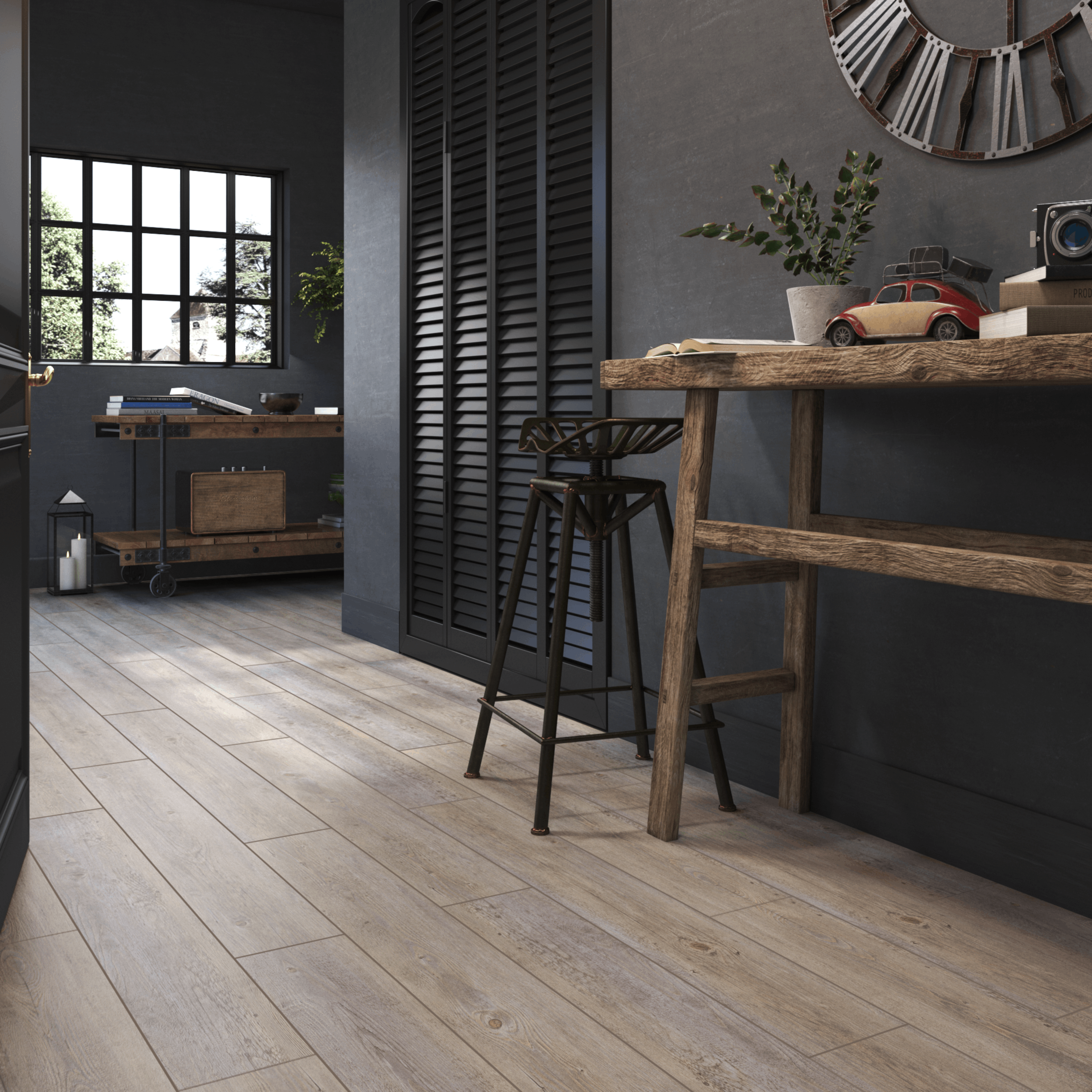 Artens - pavimento de pvc - conondale 2 lamas de pvc con clip - intenso - efecto madera - gris / beige - dimensiones l.122 cm x w.18 cm - espesor 4,5