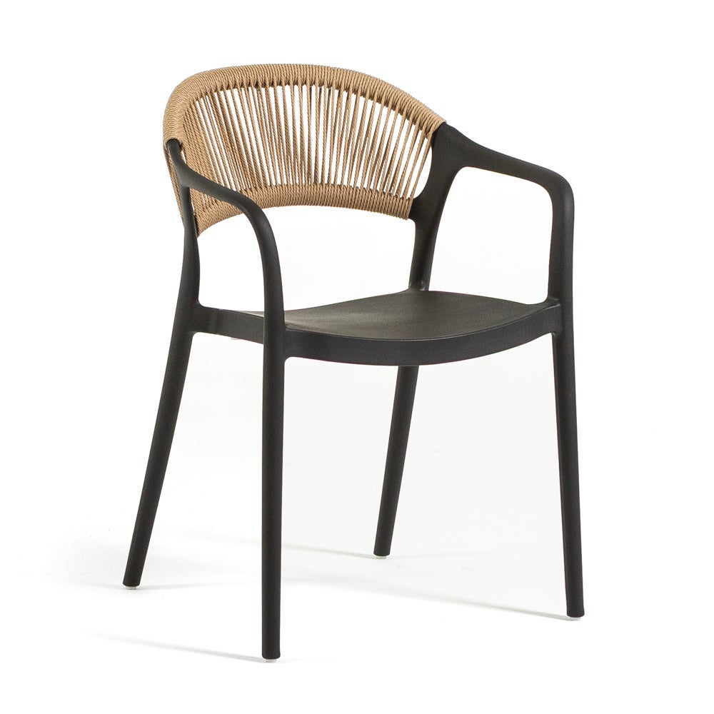 Lot de 4 Chaise de jardin sans coussin Jolanda en Polypropylène Noir - 6