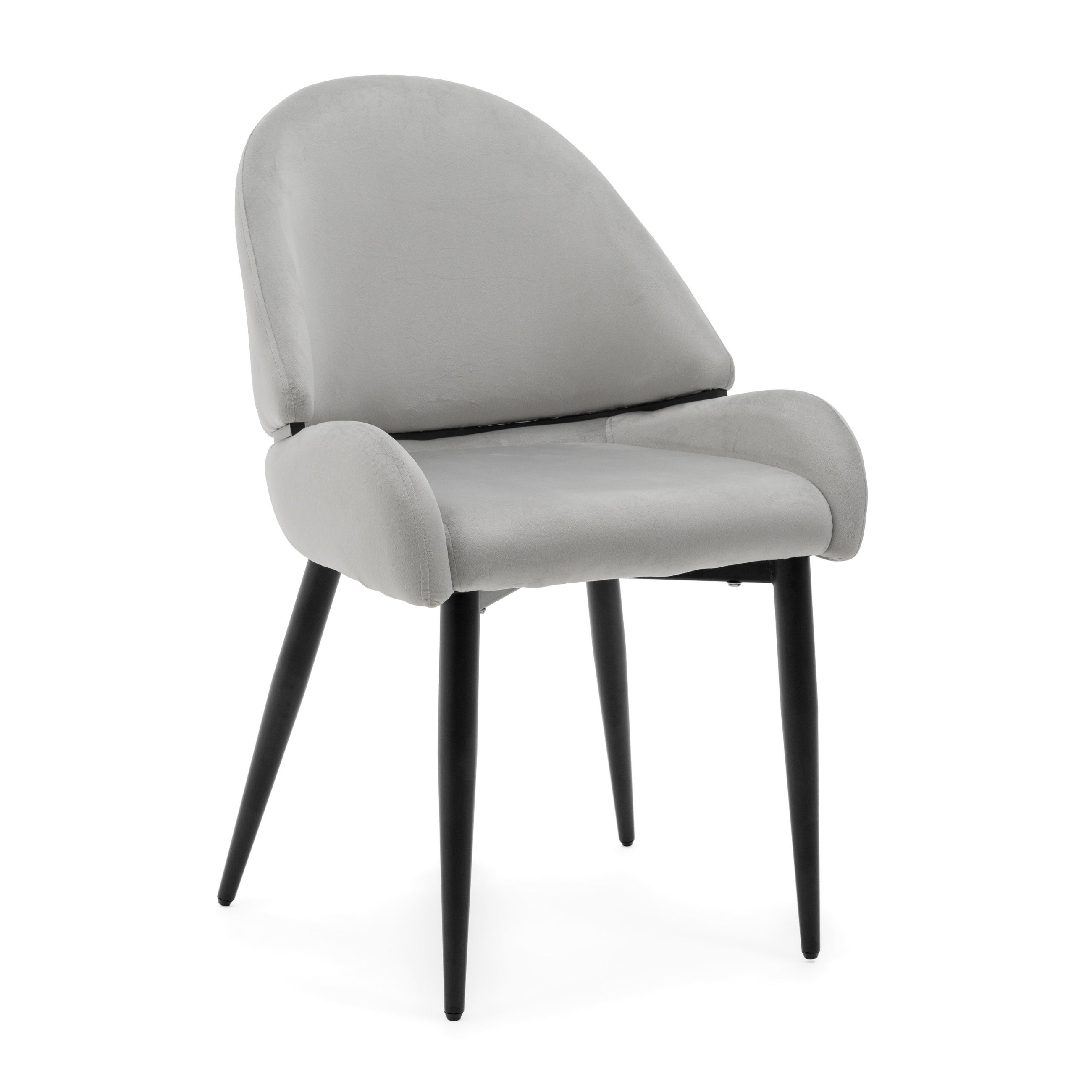 Krzesło tapicerowane welurowe do salonu jadalni BERGAMO jasnoszare