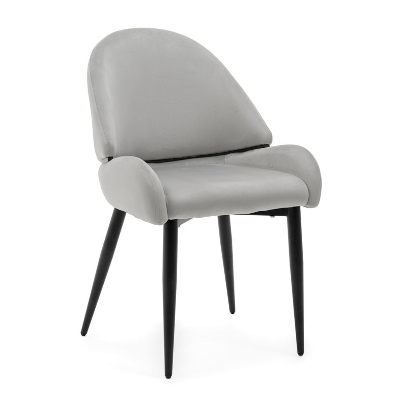 Krzesło tapicerowane welurowe do salonu jadalni BERGAMO jasnoszare