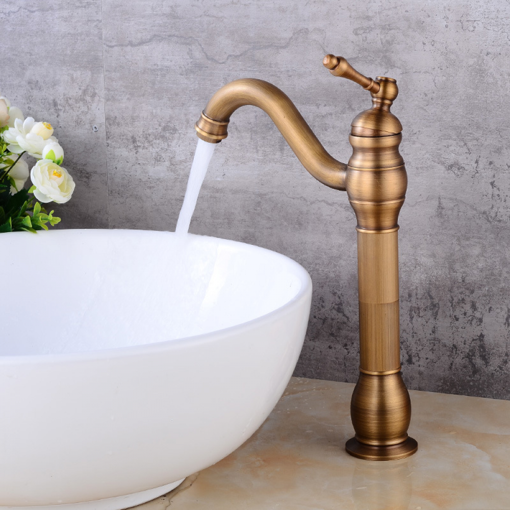 Rubinetto per lavabo da bagno in ottone antico Miscelatore monocomando Rubinetto per lavabo da bagno girevole da 360 gradi - 2