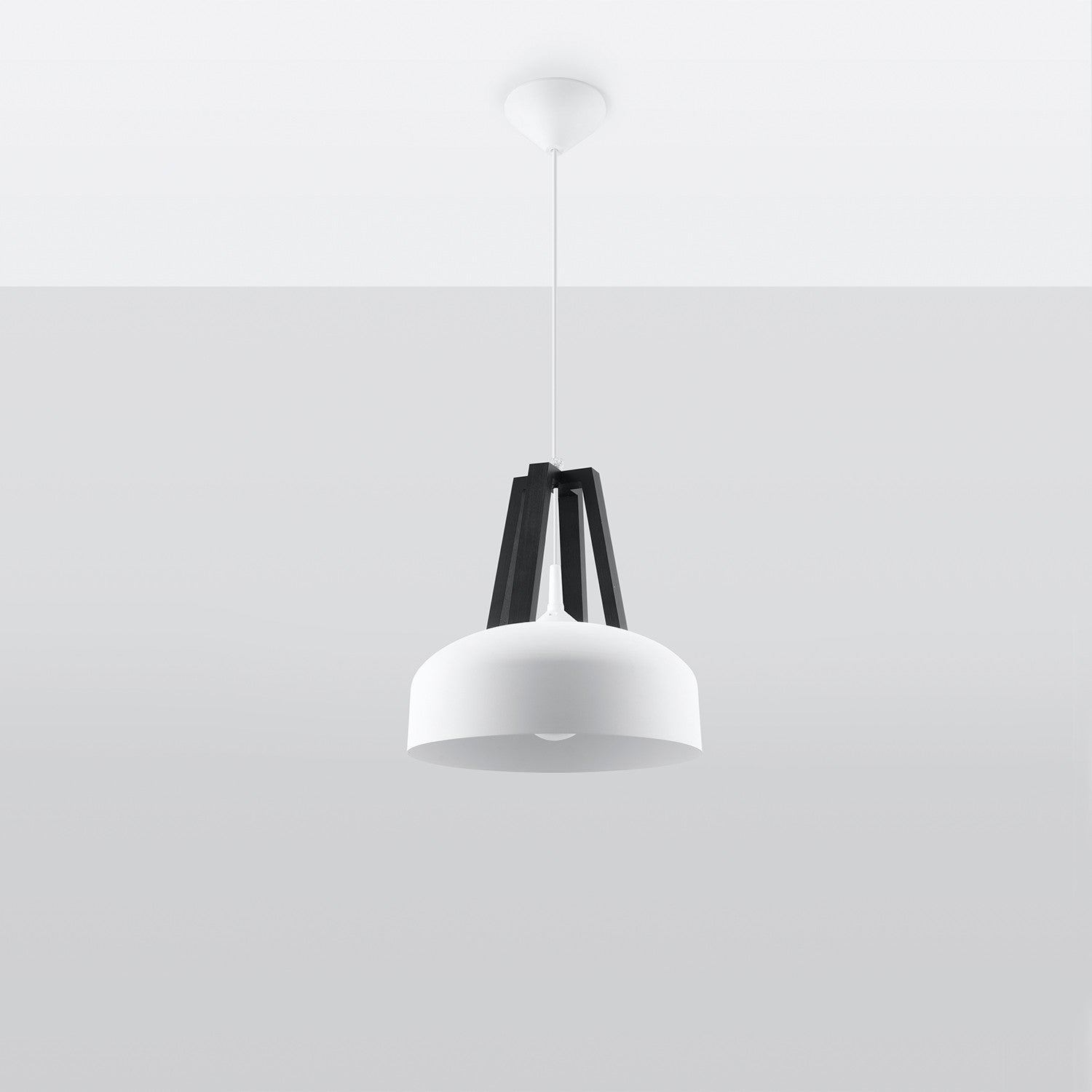 Lampa wisząca Casco biało-czarna 1xE27x60W wym: 100 x 30 x 30 cm aluminium Sollux Lighting