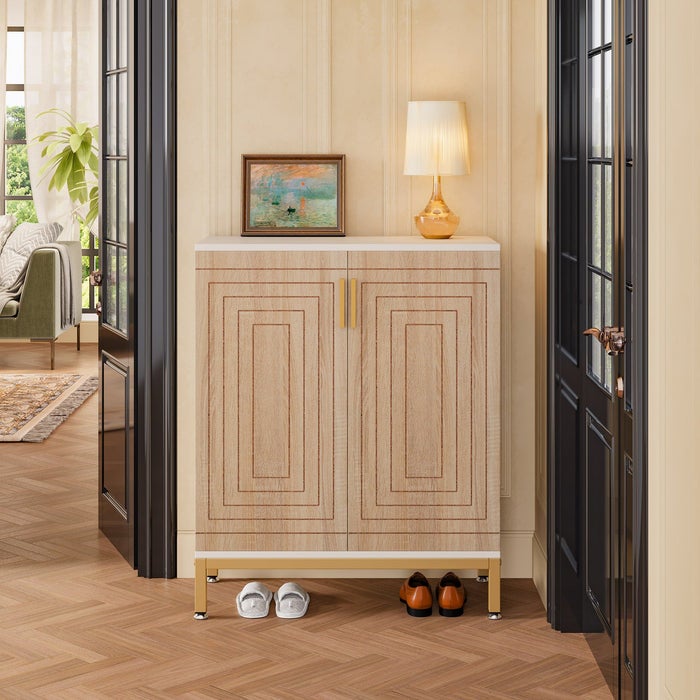 Armoire à Chaussures 7 Niveaux Tribesigns - 75x37x110 Cm - Bois Noyer - Range Jusqu'à 25 Paires