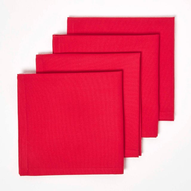 T&S SET 10 TOVAGLIOLI STOFFA DI RASO COLORE ROSSO- MISURA 50X50 CM