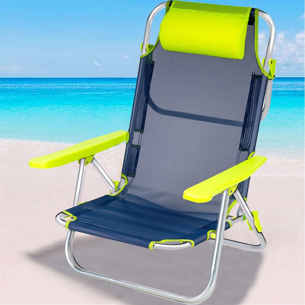 Sedia Da Spiaggia Set 2 Pz Spiaggina Mare Sdraio Reclinabile Spiaggia Struttura Ferro Con Cuscino Sedia Mare - Foto 7