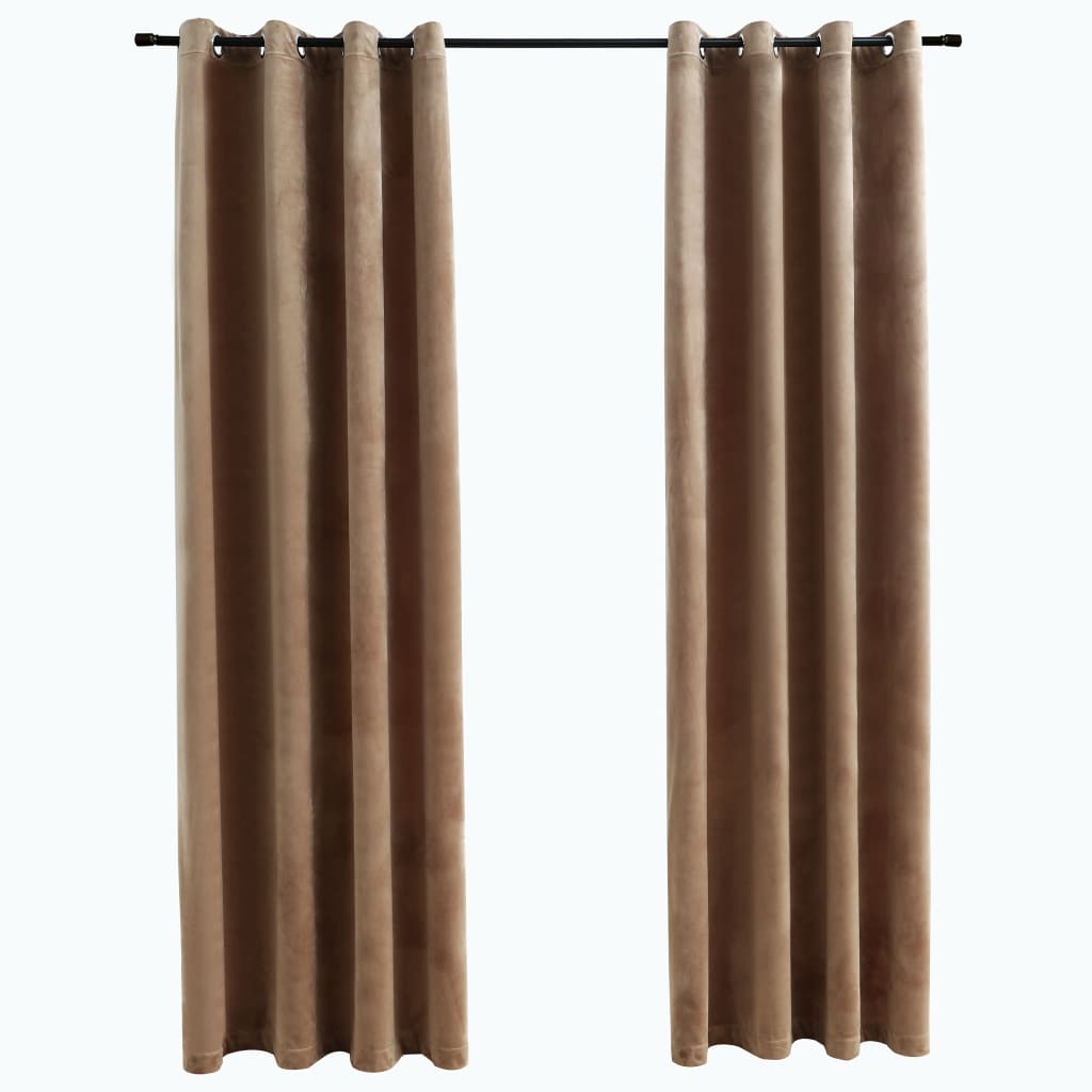 2 piezas cortinas opacas | cortinas oscurantes con anillas terciopelo beige 140x225 cm cfw31314