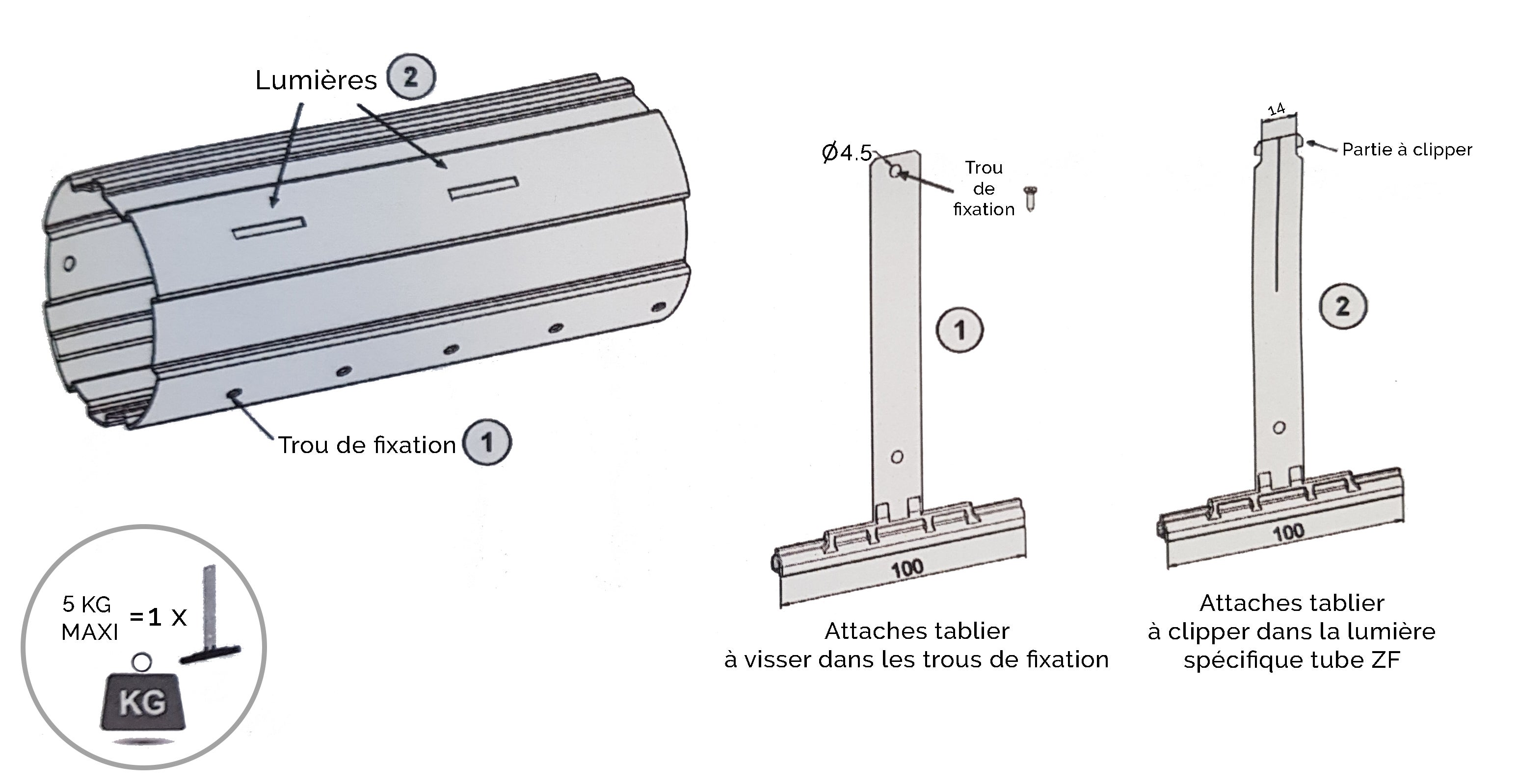 Attache Tablier A Clipper (lame 8 : Nature 142) Zf Moteur - 2