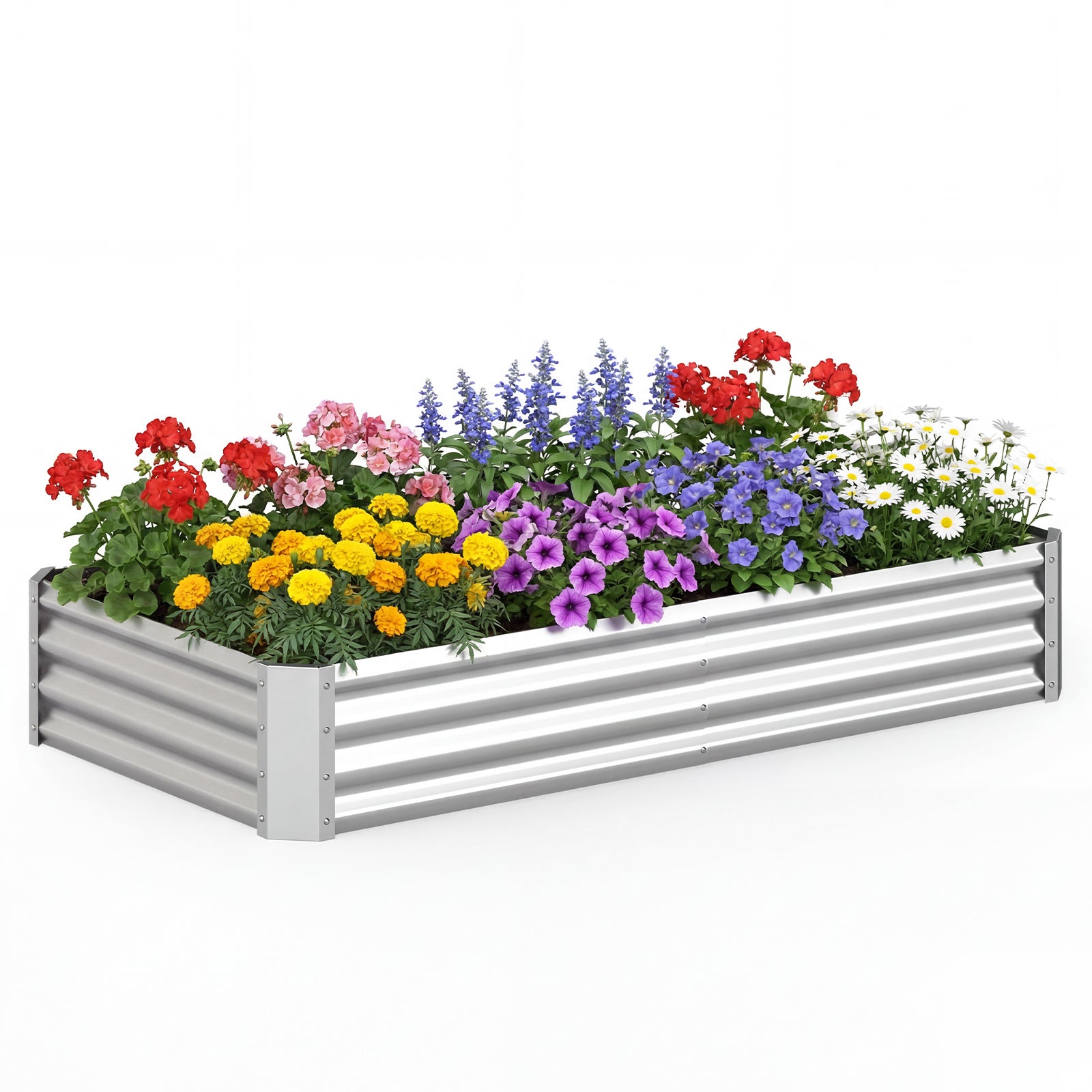 Jardiniere de exterior din oțel zincat, grădină pătrată din metal fără fund pentru balcon, curte grădină, ghiveci flori exterior rezistent rugină