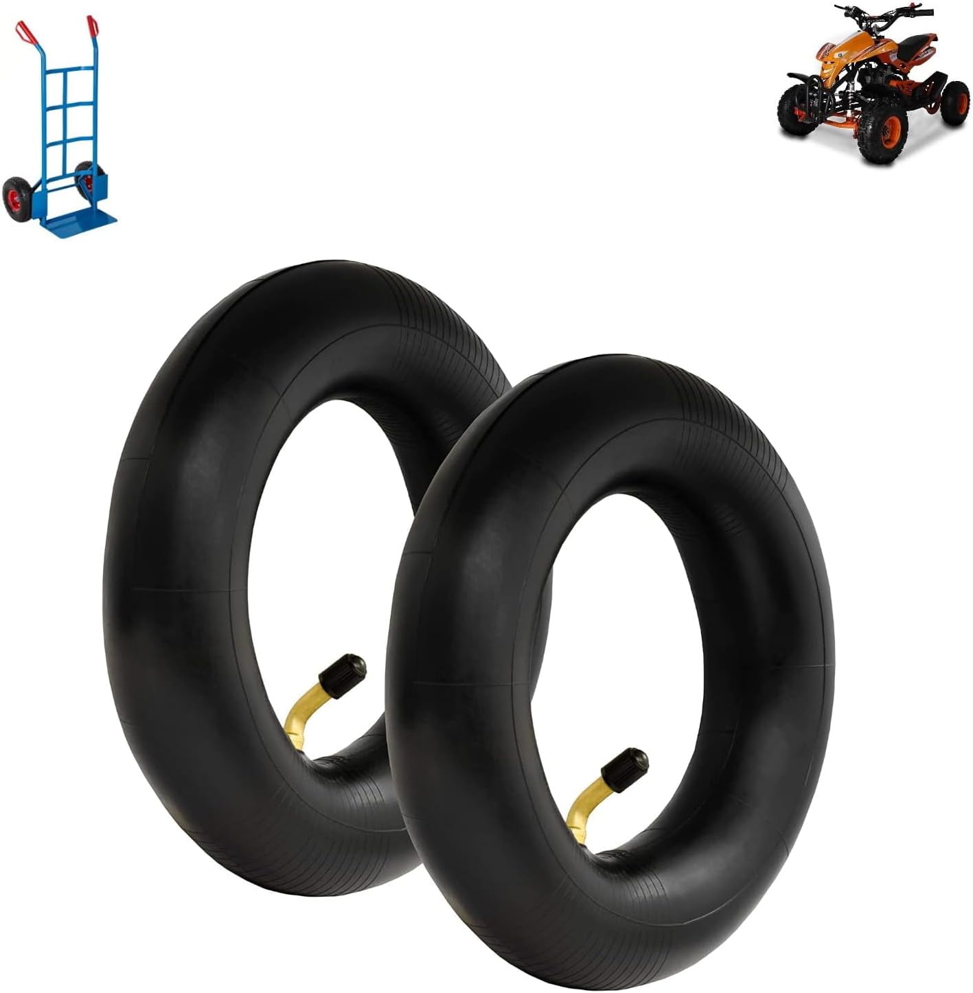 2x Schlauch 4.10/3.50-4 Mit TR87 Ventil - Für Schubkarren Rasenmäher