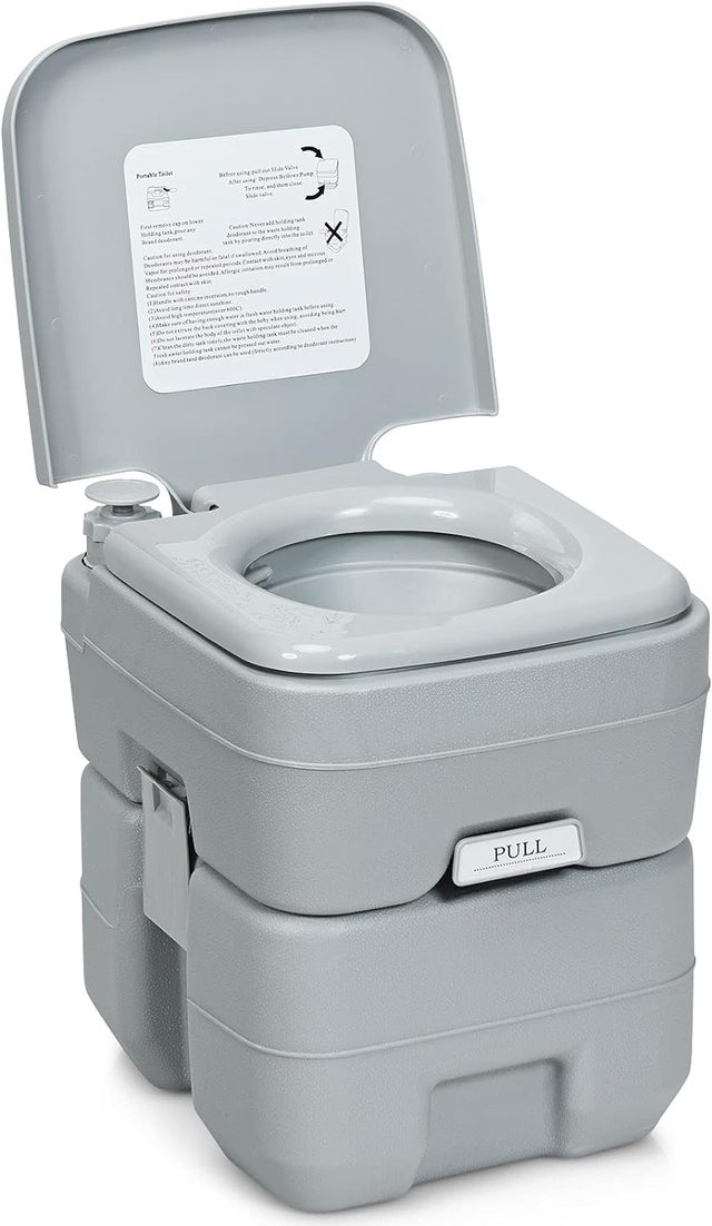 20L Toilette Portatile con Serbatoio d'Acqua Rimovibile a Maniglia, WC Chimico da Esterno per Campeggio, Water Portatile per Adulti e Anziani,