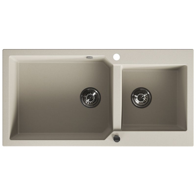 Zlewozmywak Granitowy Dwukomorowy Beżowy MILOS Laveo