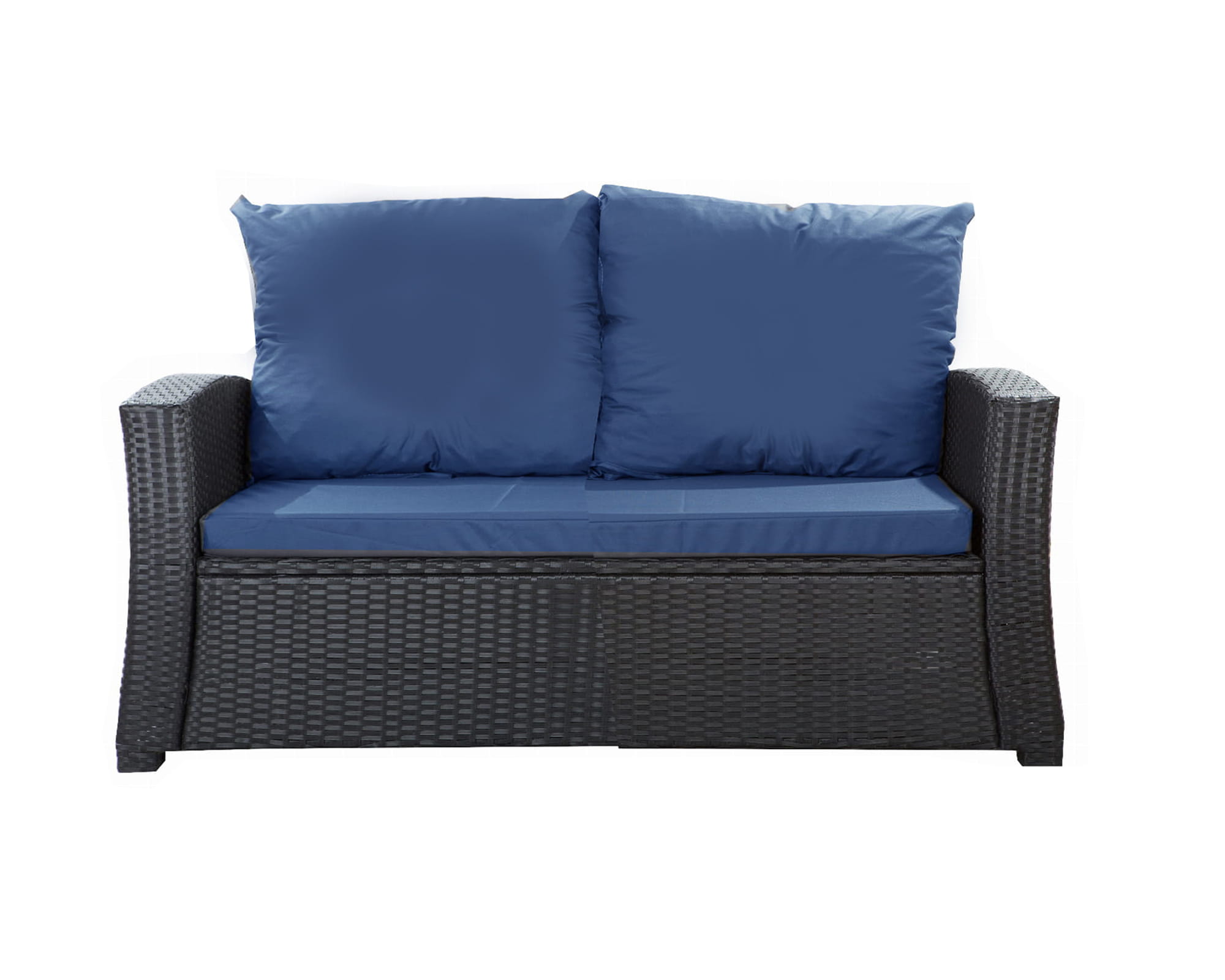 Cojines de sofá de exterior azul oscuro cojines de sofá 2 plazas cojín de banco de jardín 110x60x50cm cojines para muebles de poliratán-mix