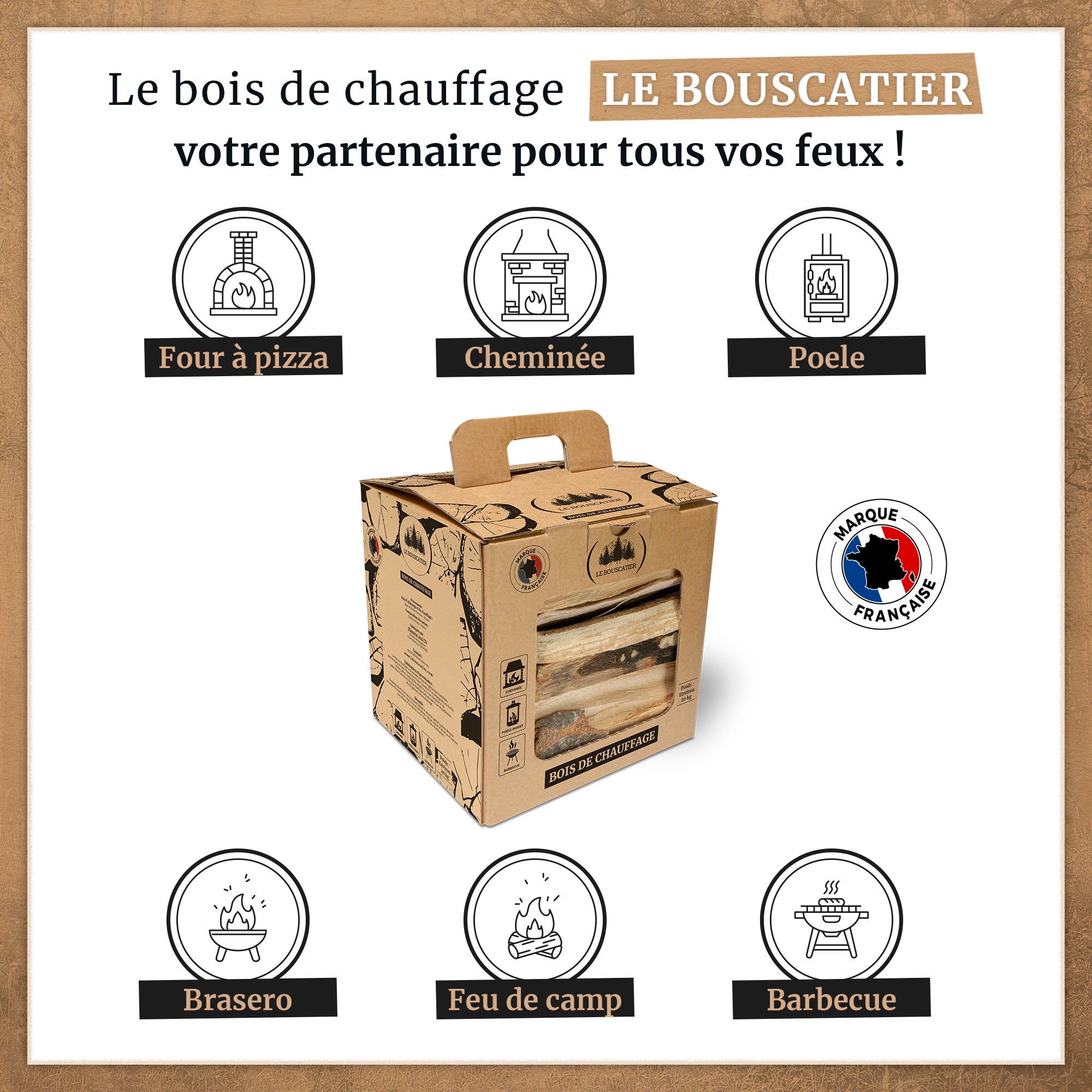 Carton de 20l bois de chauffage pour cheminée poêle four à pizza cuisinières Barbecue brasero - 4