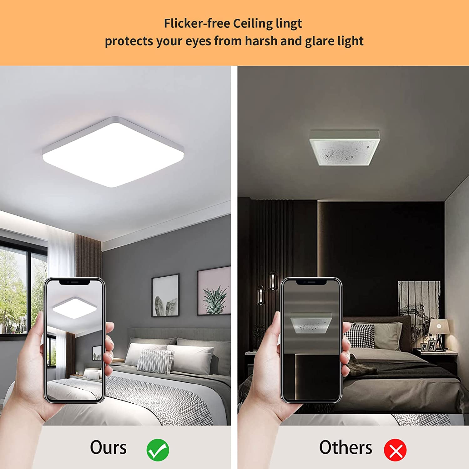COMELY Plafonnier LED Carré Blanc 36W 4050 lm 4500K, Lampe de Plafond Moderne pour Cuisine Salon Chambre - 2