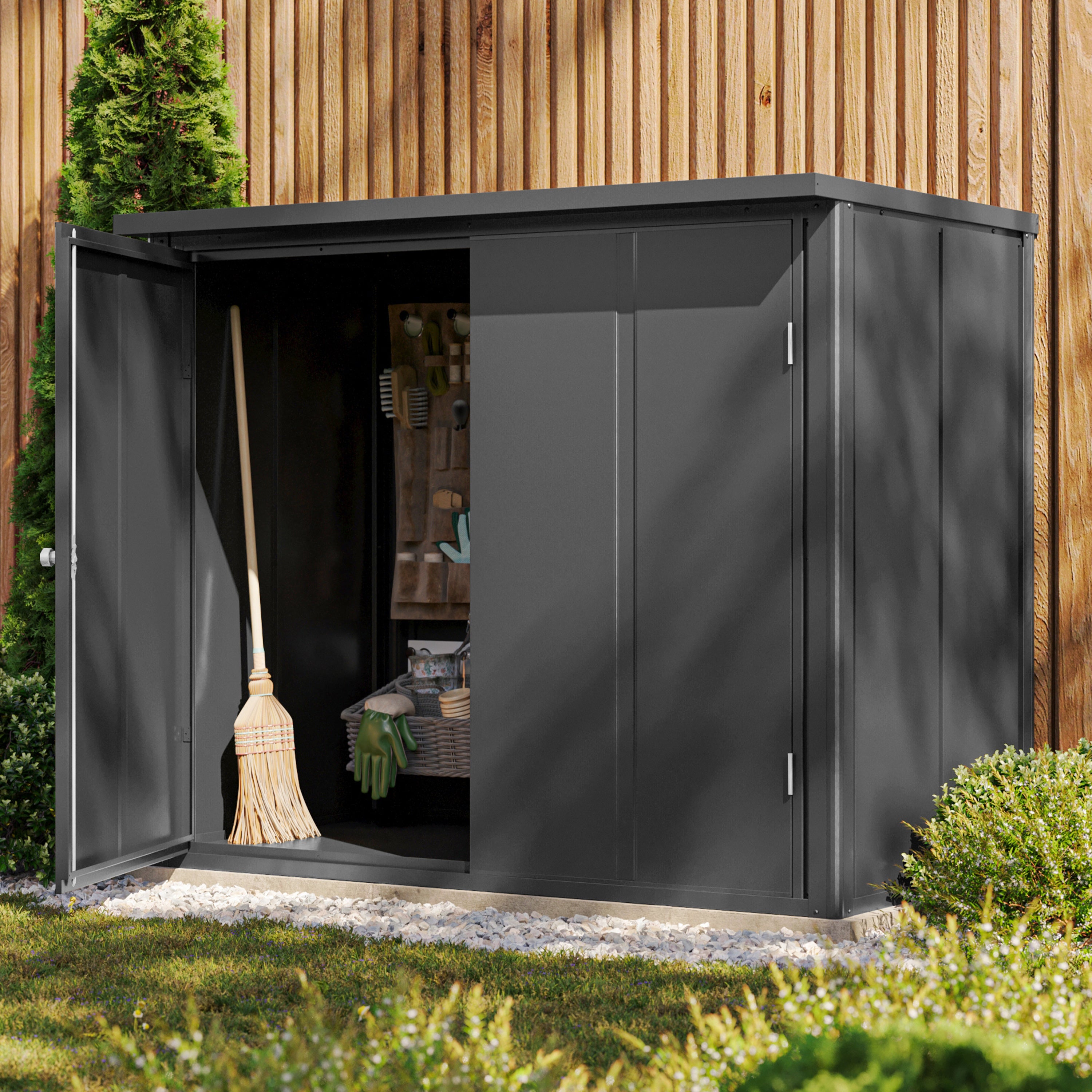 GFP Primeyard Armoire de jardin en métal 156x84x131 cm Abris de jardin anthracite, plancher inclus - 2