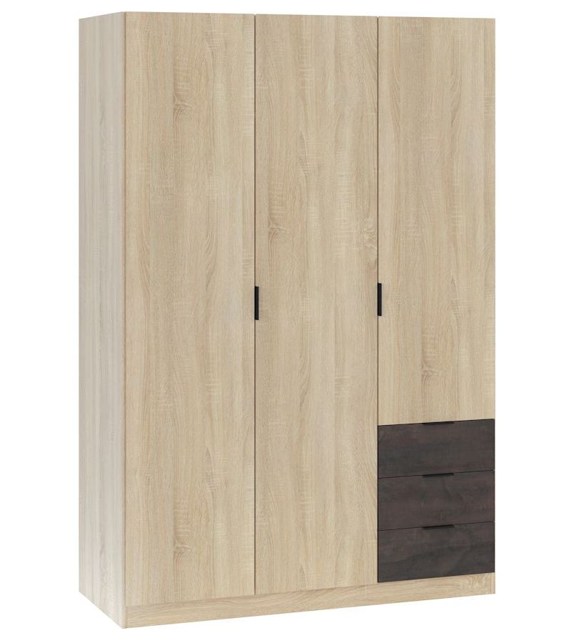 Armario 3 puertas 3 cajones roble oxido