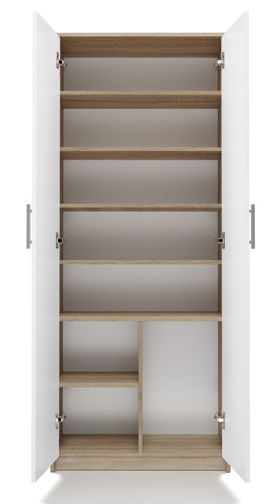 PARLA - Armoire moderne 6 étagères - 180x74x35cm - Meuble de rangement - Armoire bureau - Blanc et Sonoma - 5