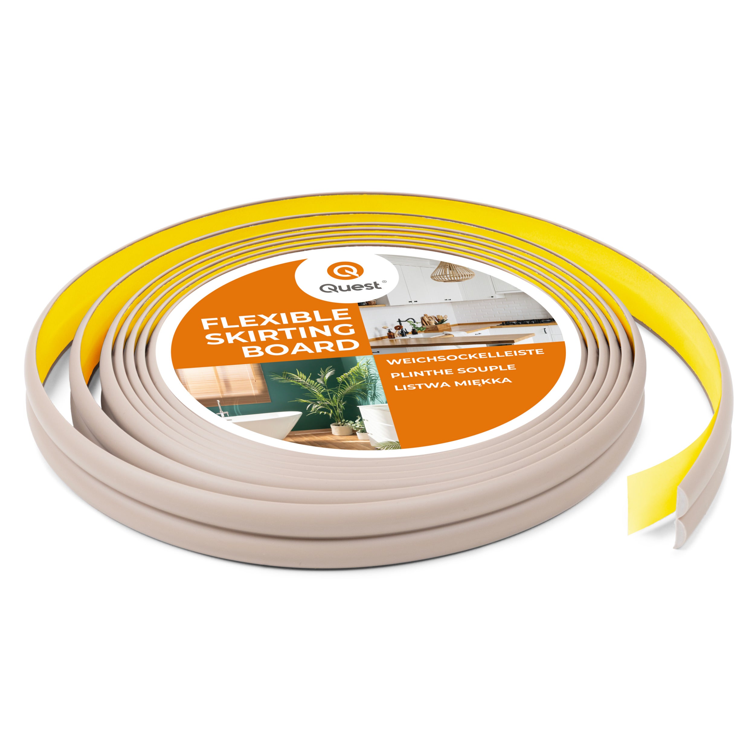Samoprzylepna listwa ochronna 10x10 mm PVC do krawędzi profil B elastyczna - ochrona mebli i ścian, 5m, beżowy