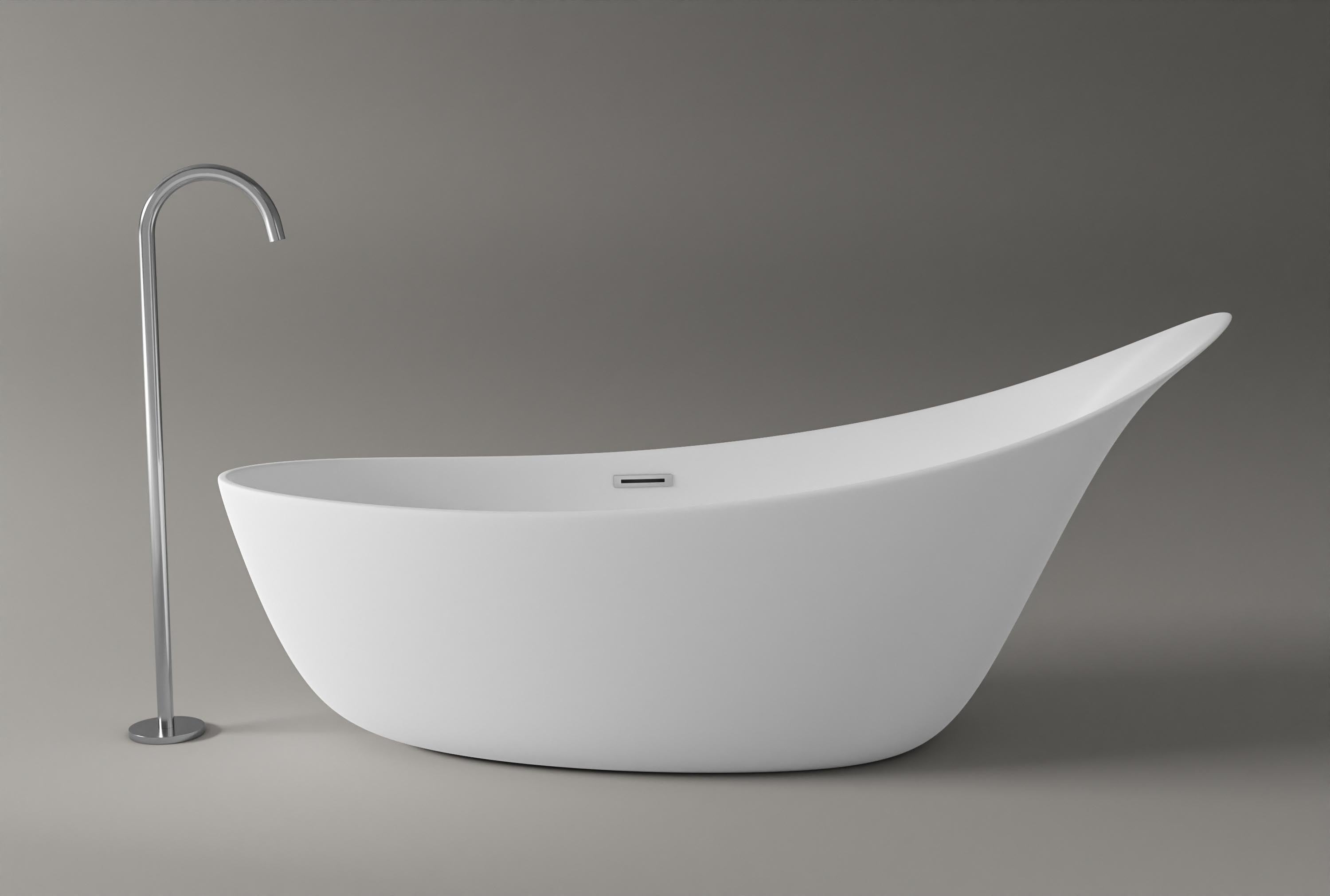BERNSTEIN - Bañera acrílica oval grande con pie de bañera en isla - Blanco brillo - 190x80x83cm - SOPHIE - 3