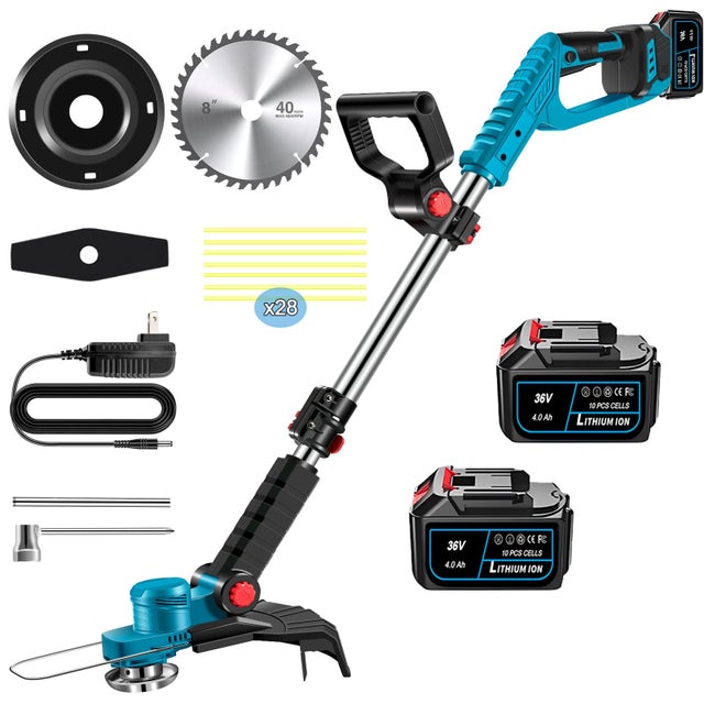Coupe-Bordures Brushless Sans Fil 36V MAGICFOX, Débroussailleuse electrique sans fil avec 2 Batteries 4.0Ah, 3 Types de Lames, Tête Pivotante