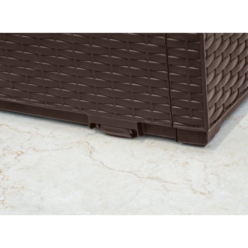 Coffre de rangement extérieur Keter Capri 350L avec roulettes et siège - Effet rotin marron - 2