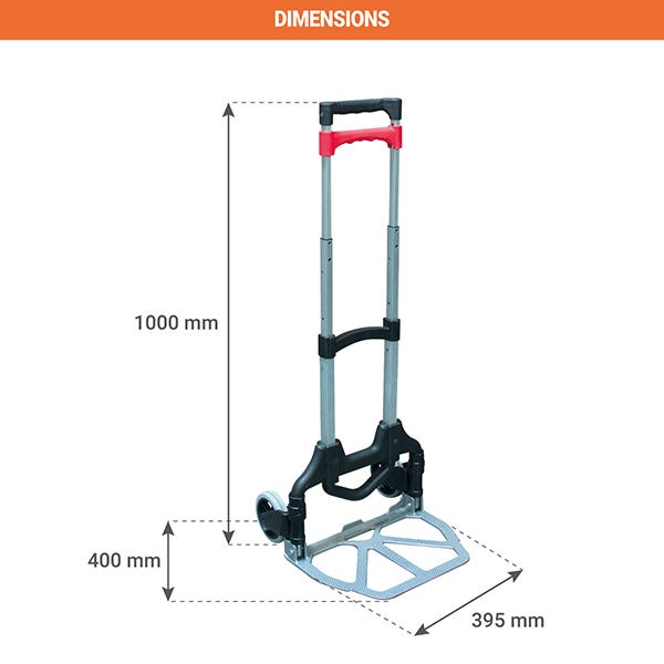 Carrello Pieghevole PP E Alluminio - Capacità 60kg, Leggero, Con Ruote Sterzanti - Foto 9