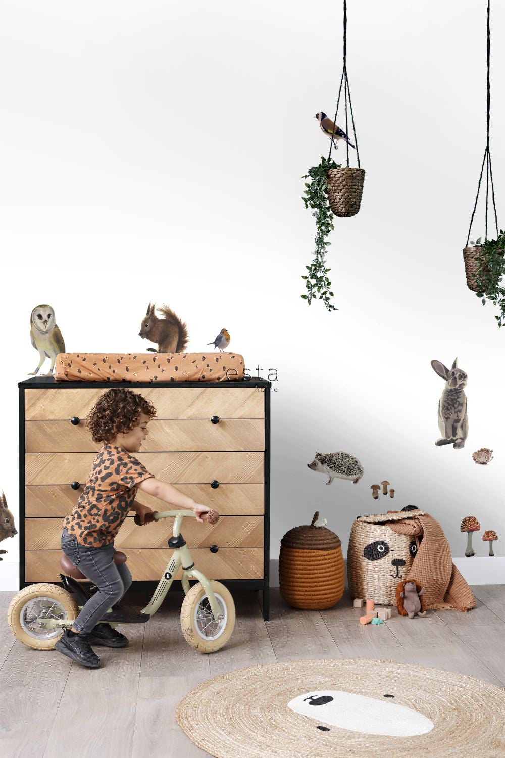 Adesivo da parete animali della foresta marrone - 47.5 x 66 cm - ESTAhome - 2