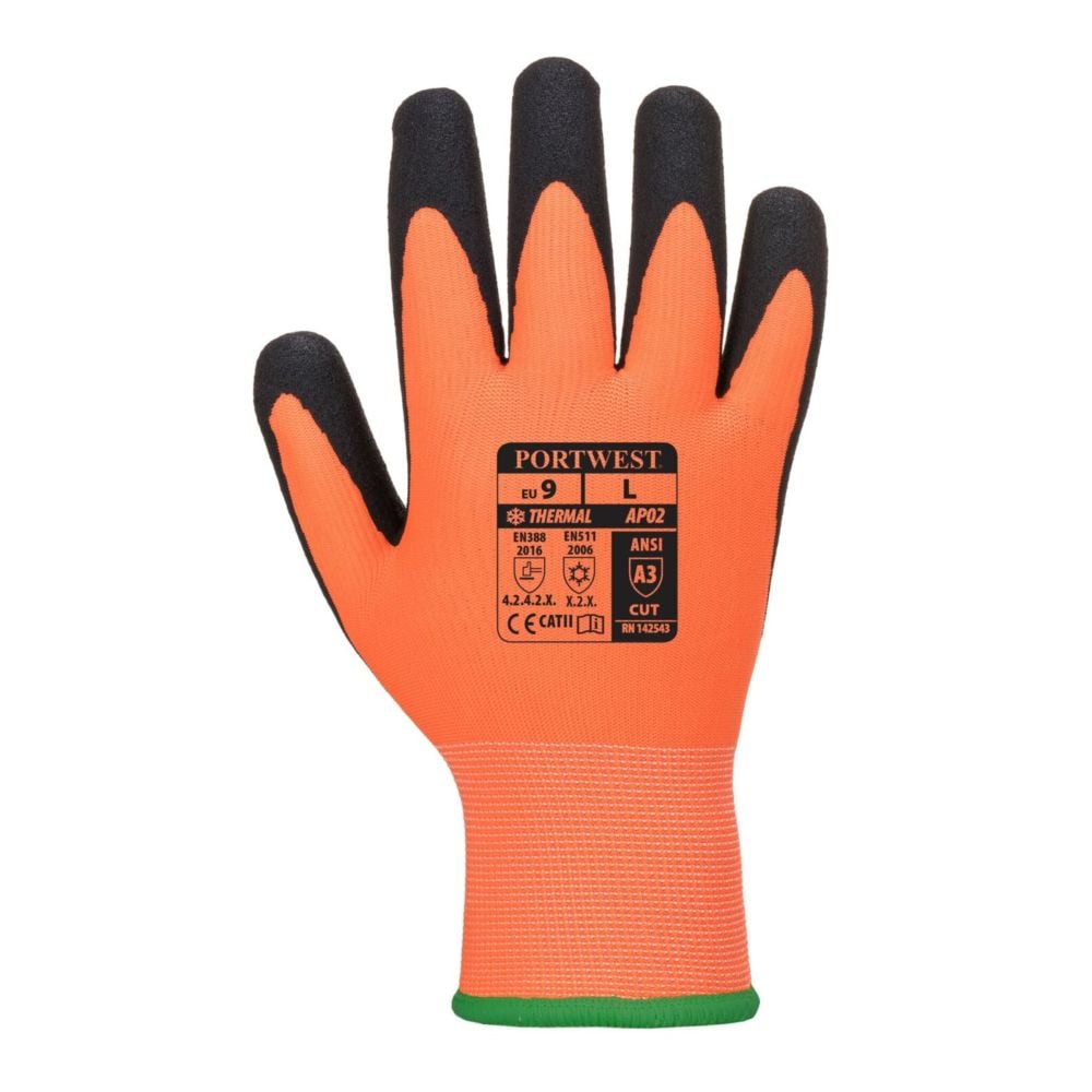 Gants de protection hydrophobes thermiques Portwest Thermo Pro Ultra Orange / Noir 8 - 2