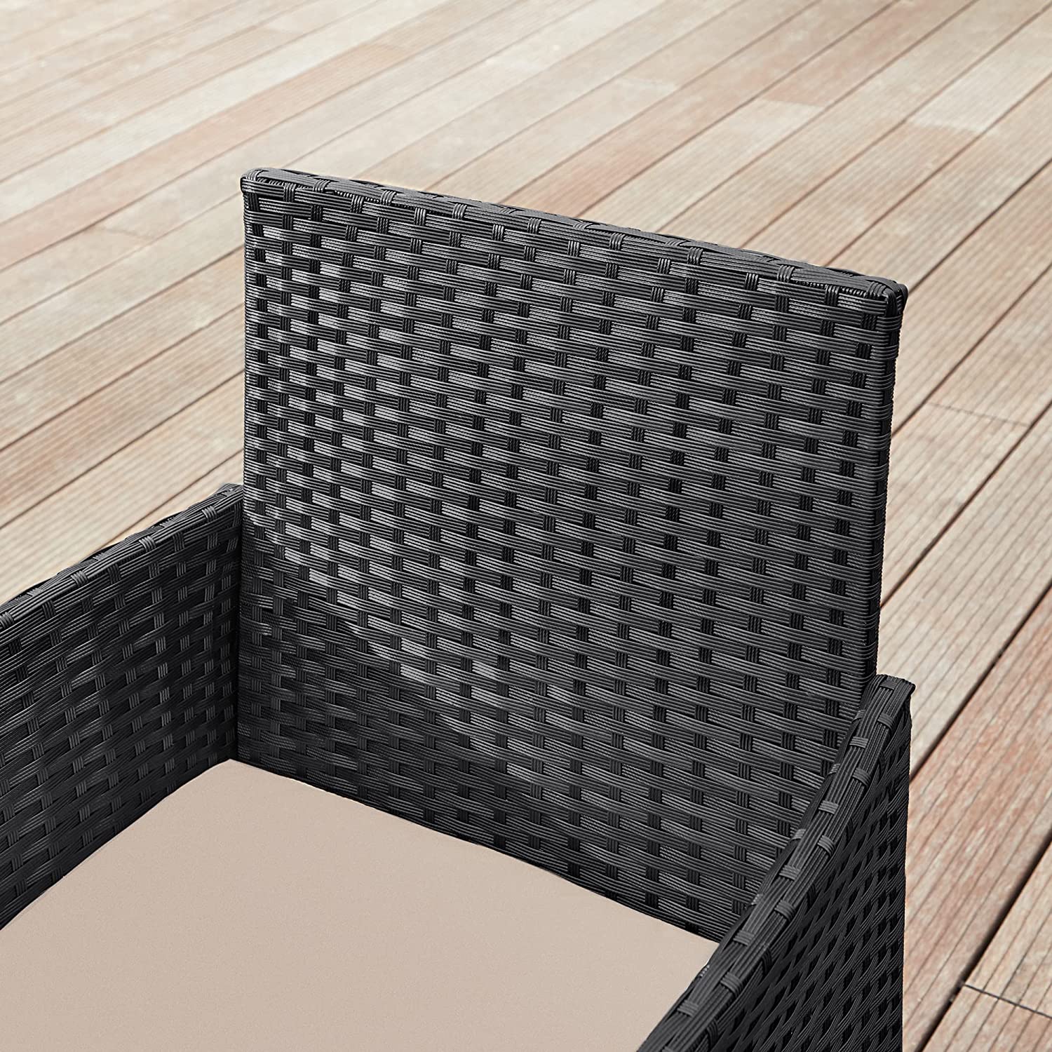 Salon de Jardin Extérieur, Ensemble de Mobilier, Table et Chaises Noir et Taupe - 4