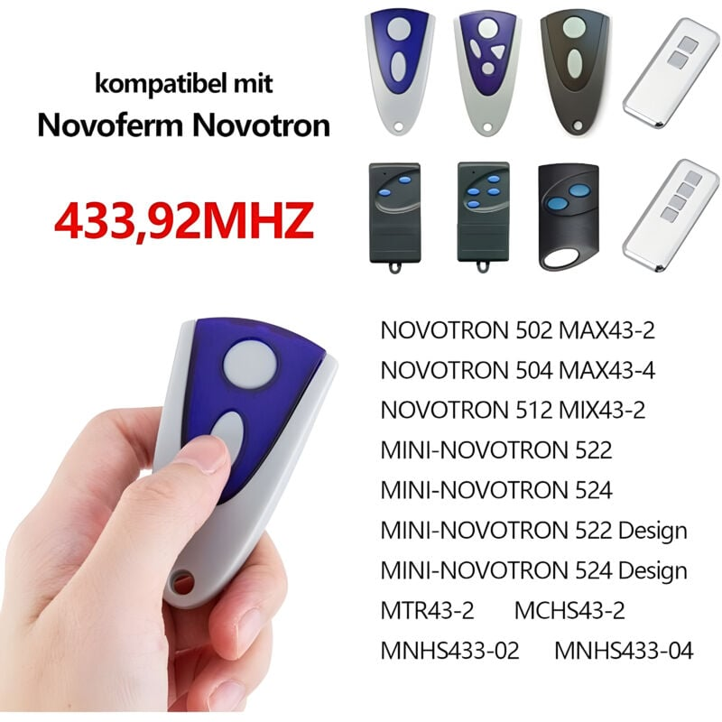 2 pièces de télécommande NOVOFERM NOVOTRON 502 MAX43-2 433,92 MHz - 2
