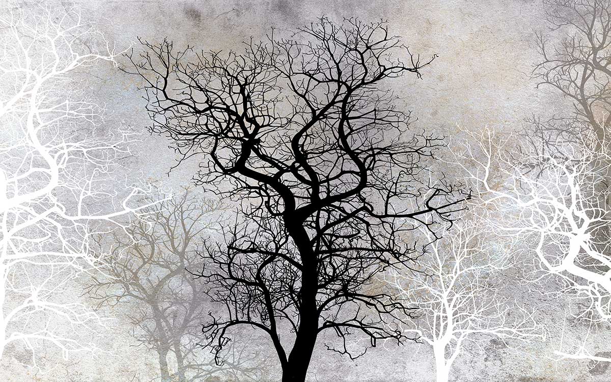 Gráfico Cartel ilustración árboles en invierno