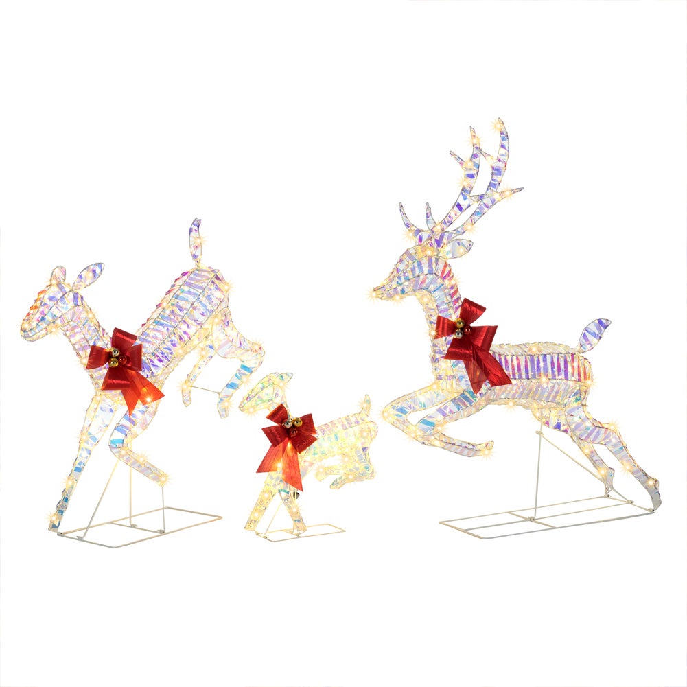 Famiglia 3 Renne Luminose di Natale Renna Cervi Natalizia Decorazione da Esterno - 3