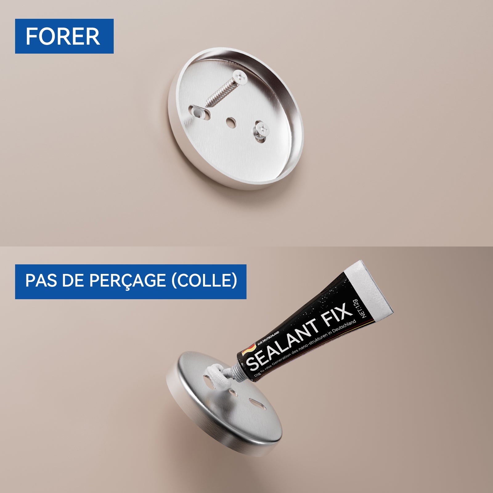 Colonne Douche Thermostatique Chromé,Hauteur Réglable Set Douche Douchette avec 3 Jets D’eau+60cm Porte-Serviettes Salle Bain Auto-adhésif/ Perçage - 7