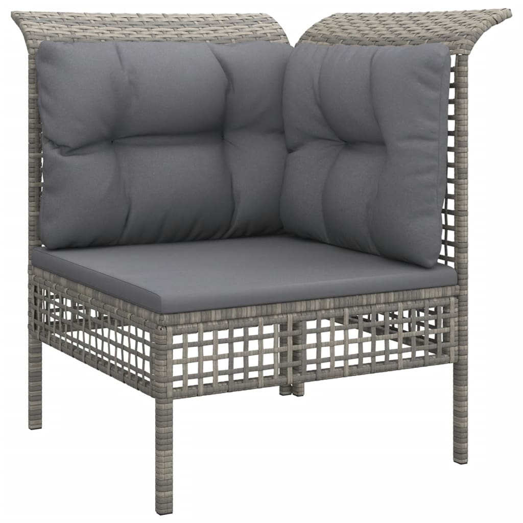 Maison Exclusive - 5 pcs conjunto lounge de jardim c/ almofadões vime PE cinzento - 5
