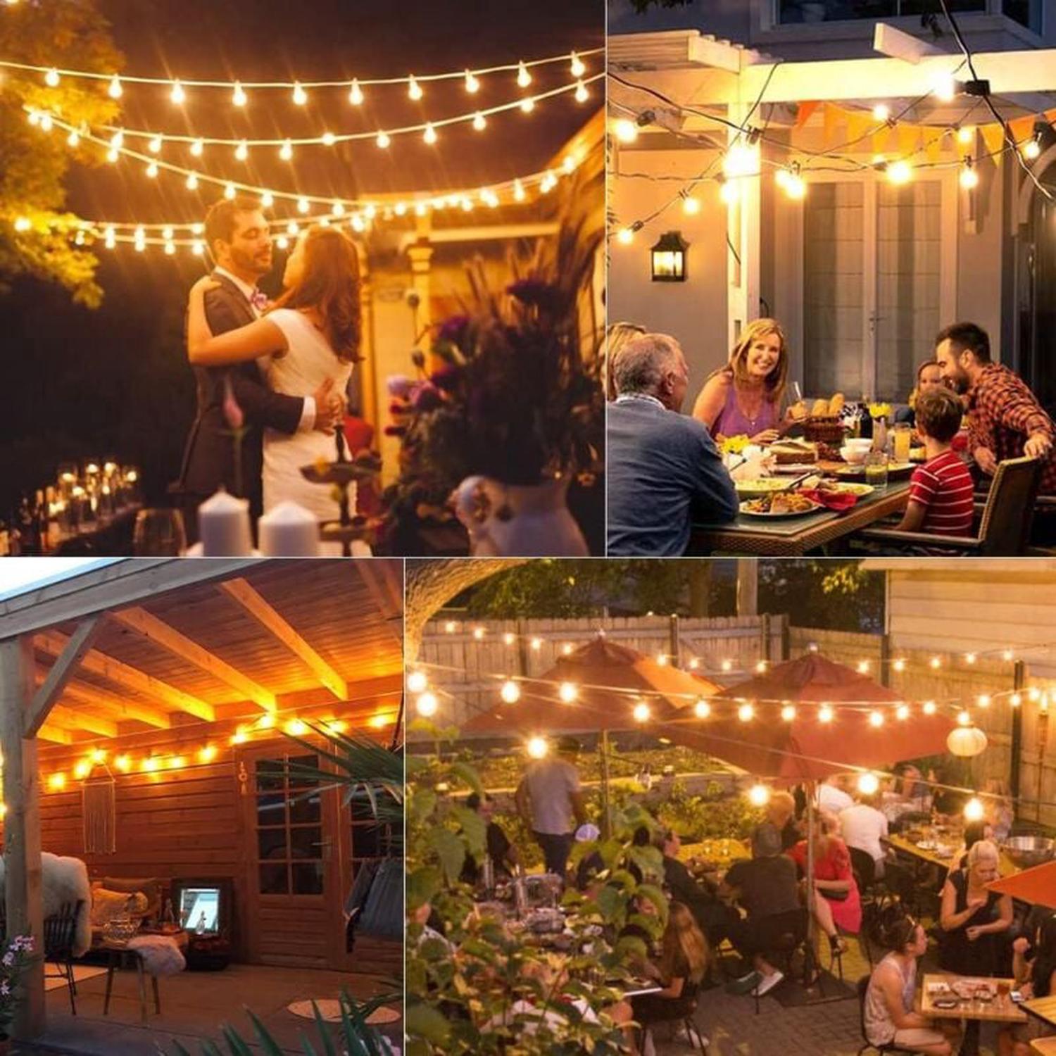 Guirlande Guinguette Extérieure, 30M LED Guirlande Avec 50+2 Guirlande Ampoule Incassables, IP44 étanche Guirlande Guinguette LED pour Terrasse - 4