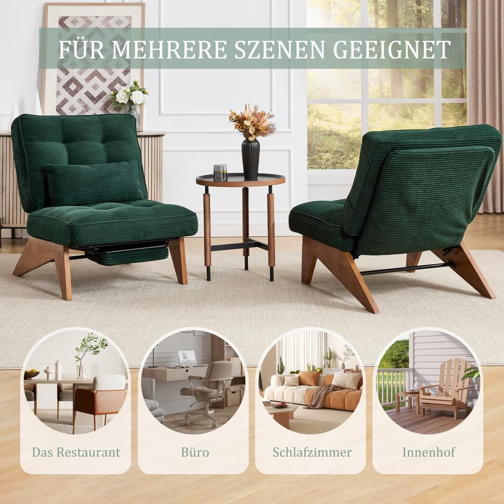 Fauteuil relax moderne en velours côtelé réglable avec repose-pieds, coussin lombaire et pieds en bois massif - 7