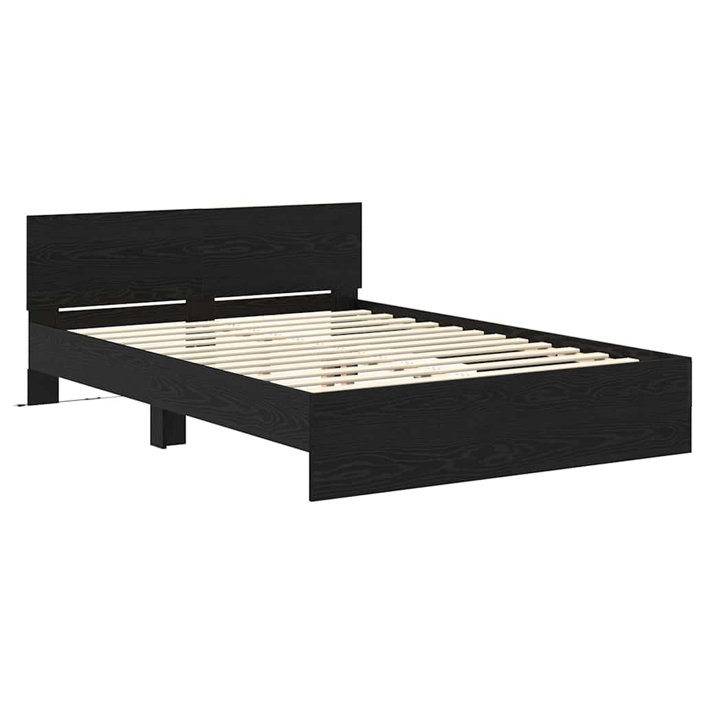 Cadre de lit en panneau de bois, chêne noir, pour la chambre, 150 × 200 cm - 5