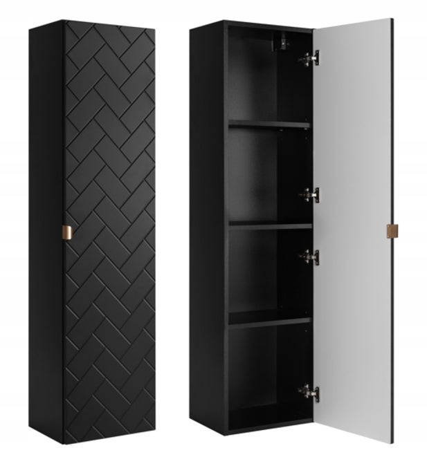 Colonne de salle de bain TREND 136 cm noire, façades rainurées