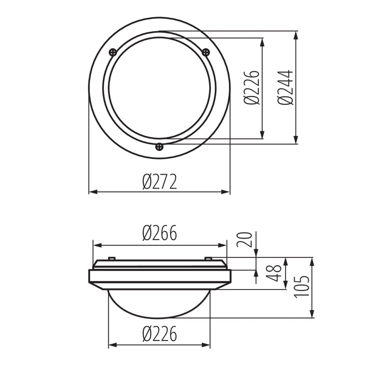 Plafonnier rond blanc Kanlux MARC 7015 24 cm E27 IP54 - 3
