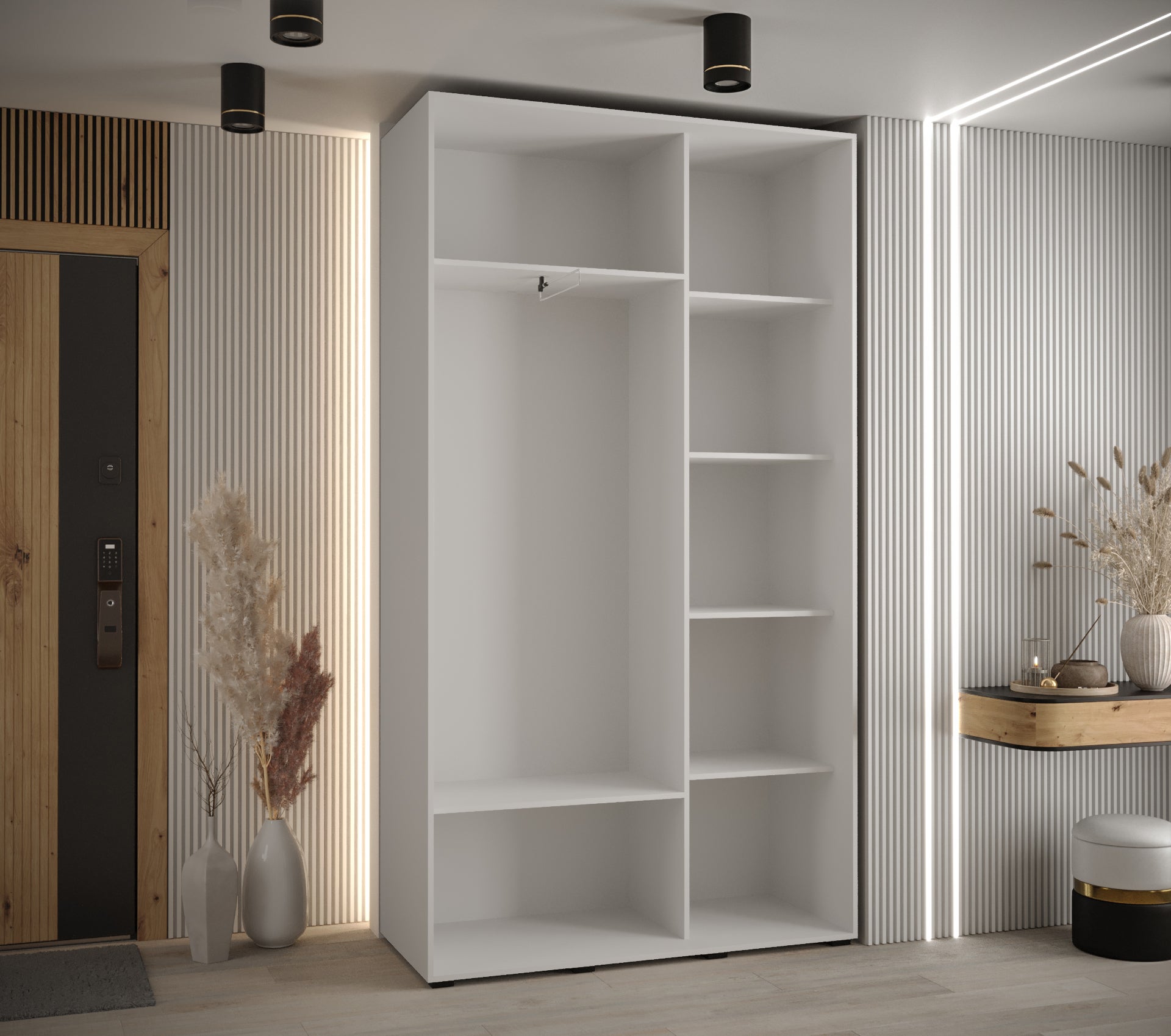 Szafa przesuwna z lustrem wysoka Davos 7 130 x 45 x 235,2 cm biały + biały + u. złoty - Abiks Meble - 3